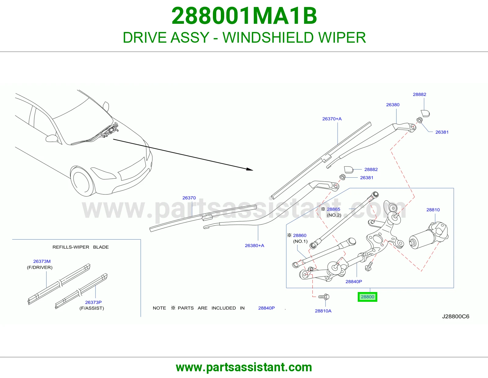 DRIVE ASSY - WINDSHIELD WIPER 288001MA1B