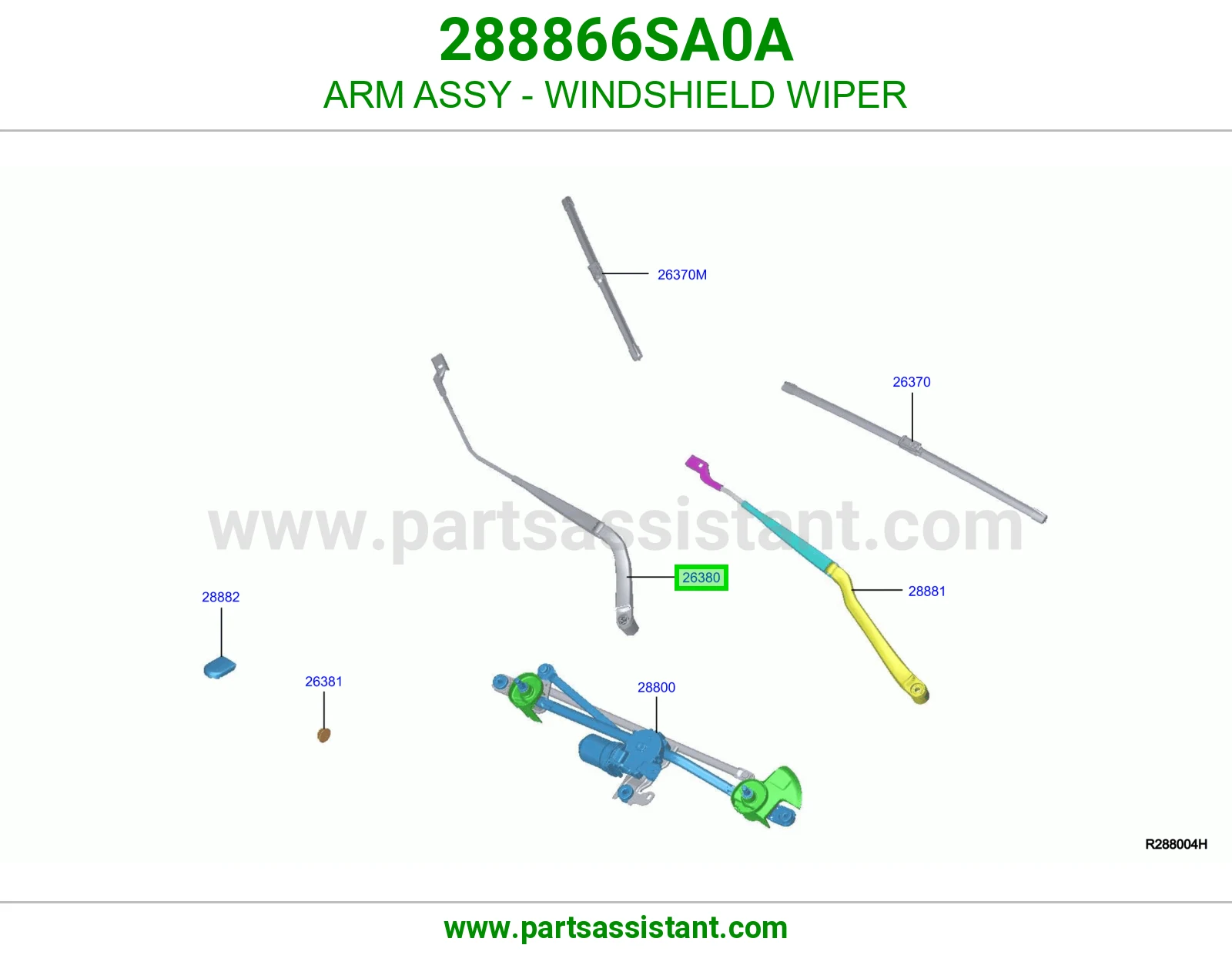 عصا ذراع مساحات 288866SA0A