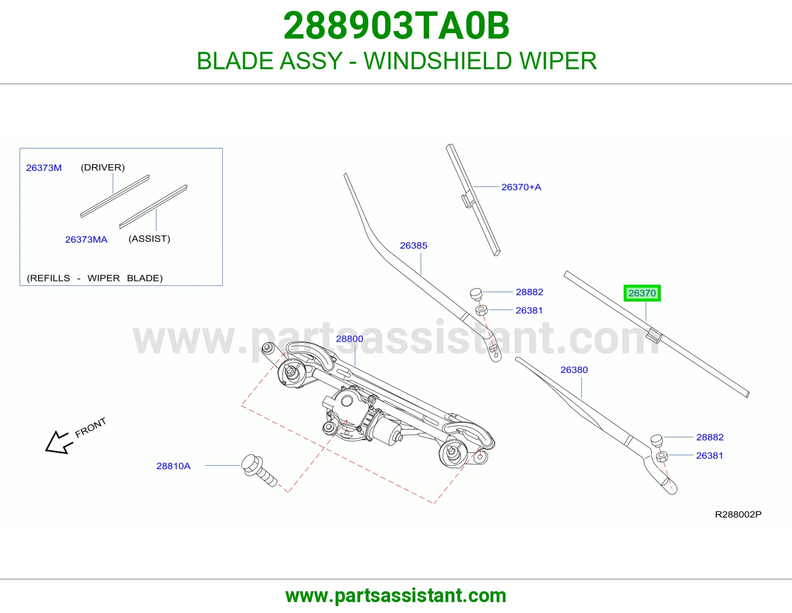BLADE ASSY - WINDSHIELD WIPER 288903TA0B