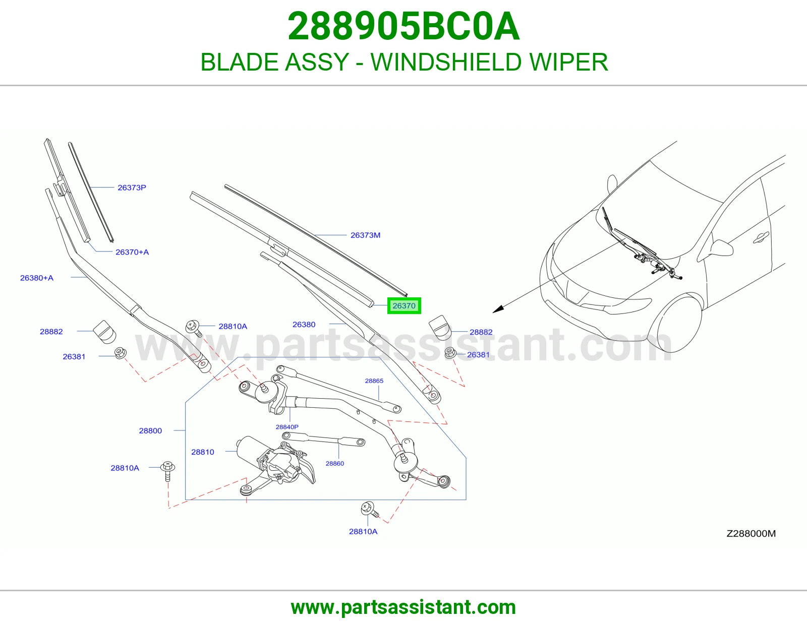 BLADE ASSY - WINDSHIELD WIPER 288905BC0A