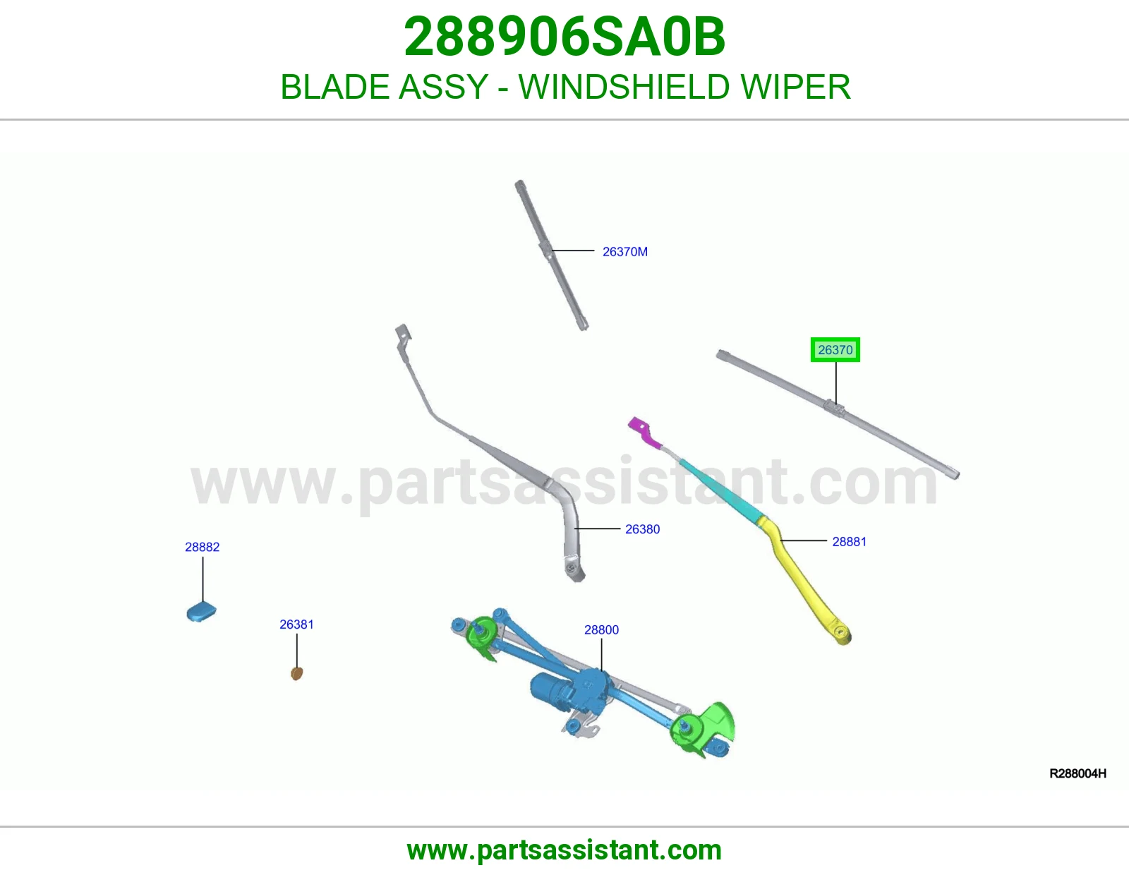 BLADE ASSY - WINDSHIELD WIPER 288906SA0B