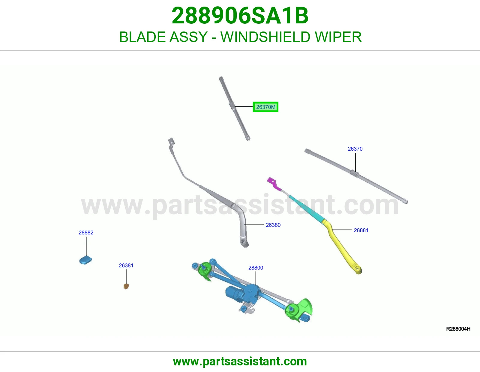ريشة مساحة قزاز أمامي كاملة 288906SA1B