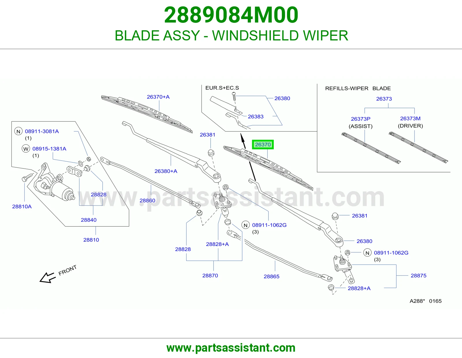 BLADE ASSY - WINDSHIELD WIPER 2889084M00