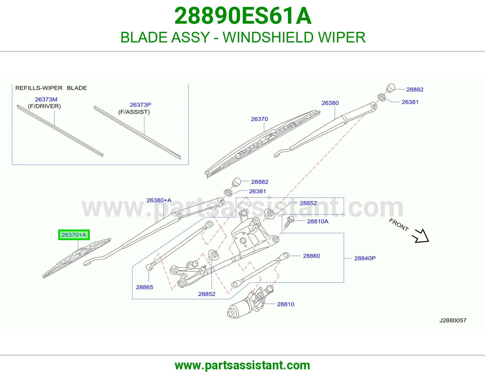 BLADE ASSY - WINDSHIELD WIPER 28890ES61A