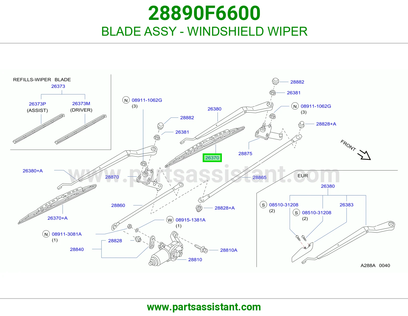 BLADE ASSY - WINDSHIELD WIPER 28890F6600
