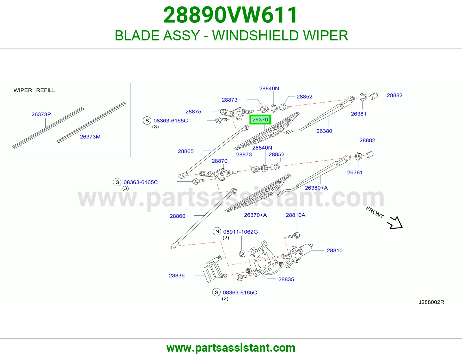 BLADE ASSY - WINDSHIELD WIPER 28890VW611