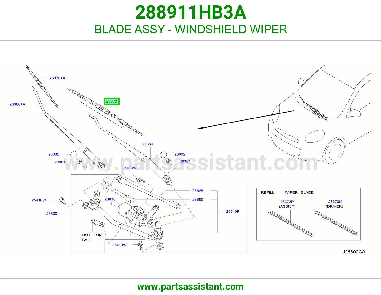 BLADE ASSY - WINDSHIELD WIPER 288911HB3A