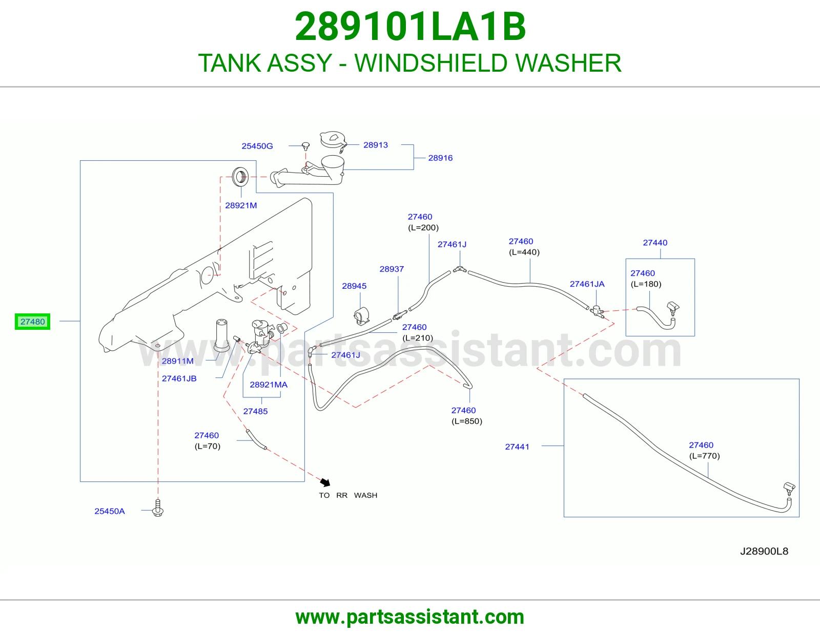 TANK ASSY - WINDSHIELD WASHER 289101LA1B