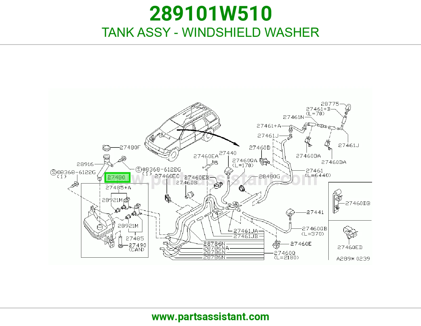 TANK ASSY - WINDSHIELD WASHER 289101W510