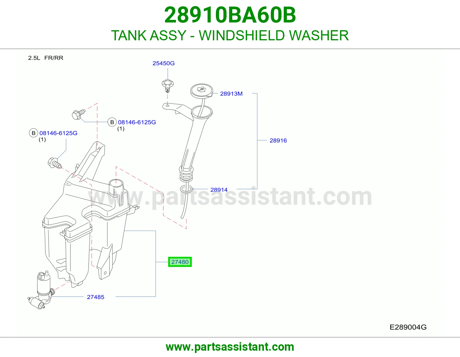 TANK ASSY - WINDSHIELD WASHER 28910BA60B