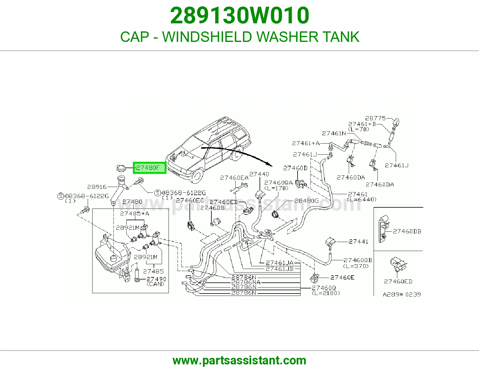 CAP - WINDSHIELD WASHER TANK 289130W010