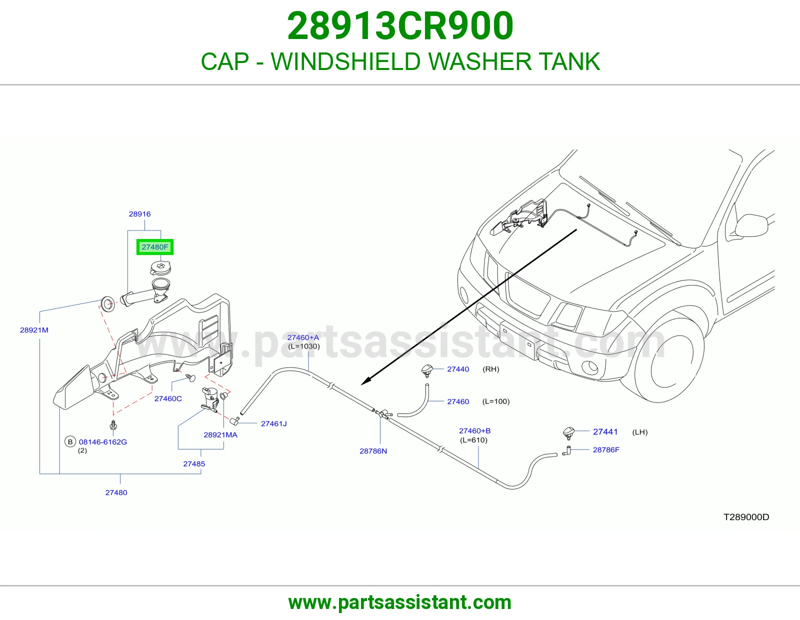 CAP - WINDSHIELD WASHER TANK 28913CR900