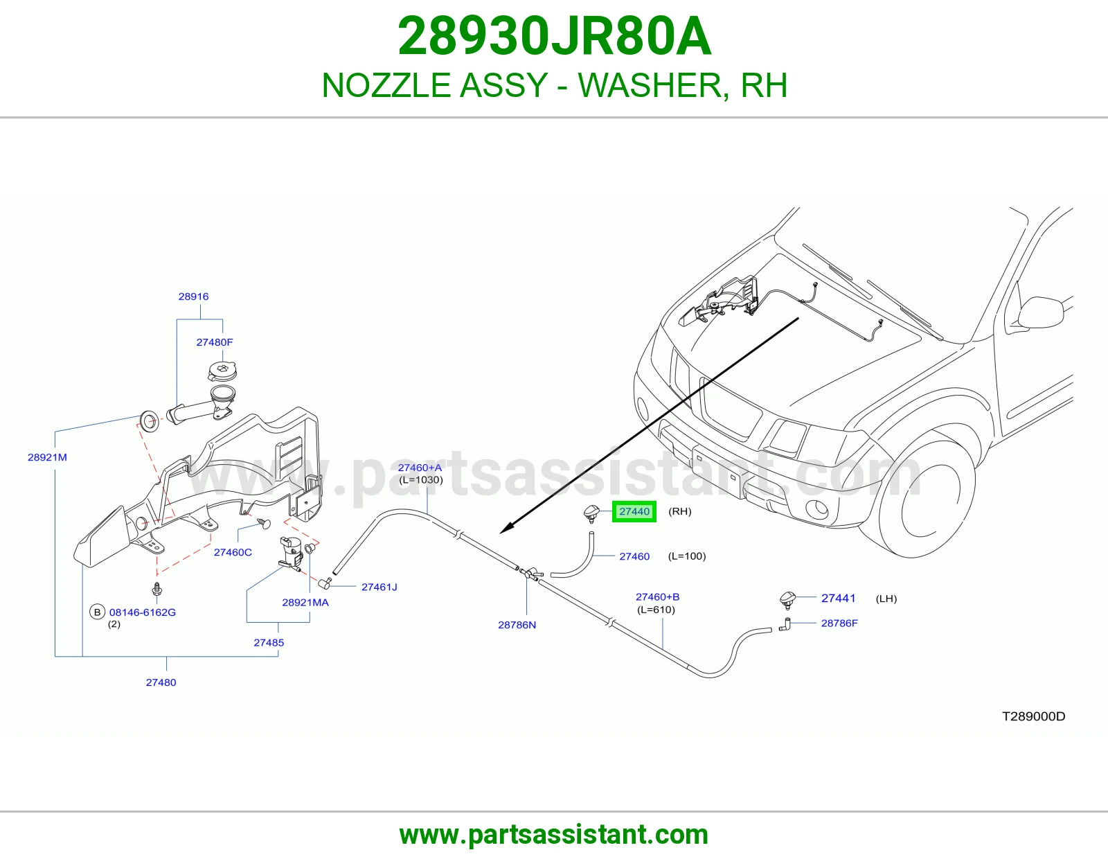 بخاخ ماء مساحات يمين 28930JR80A