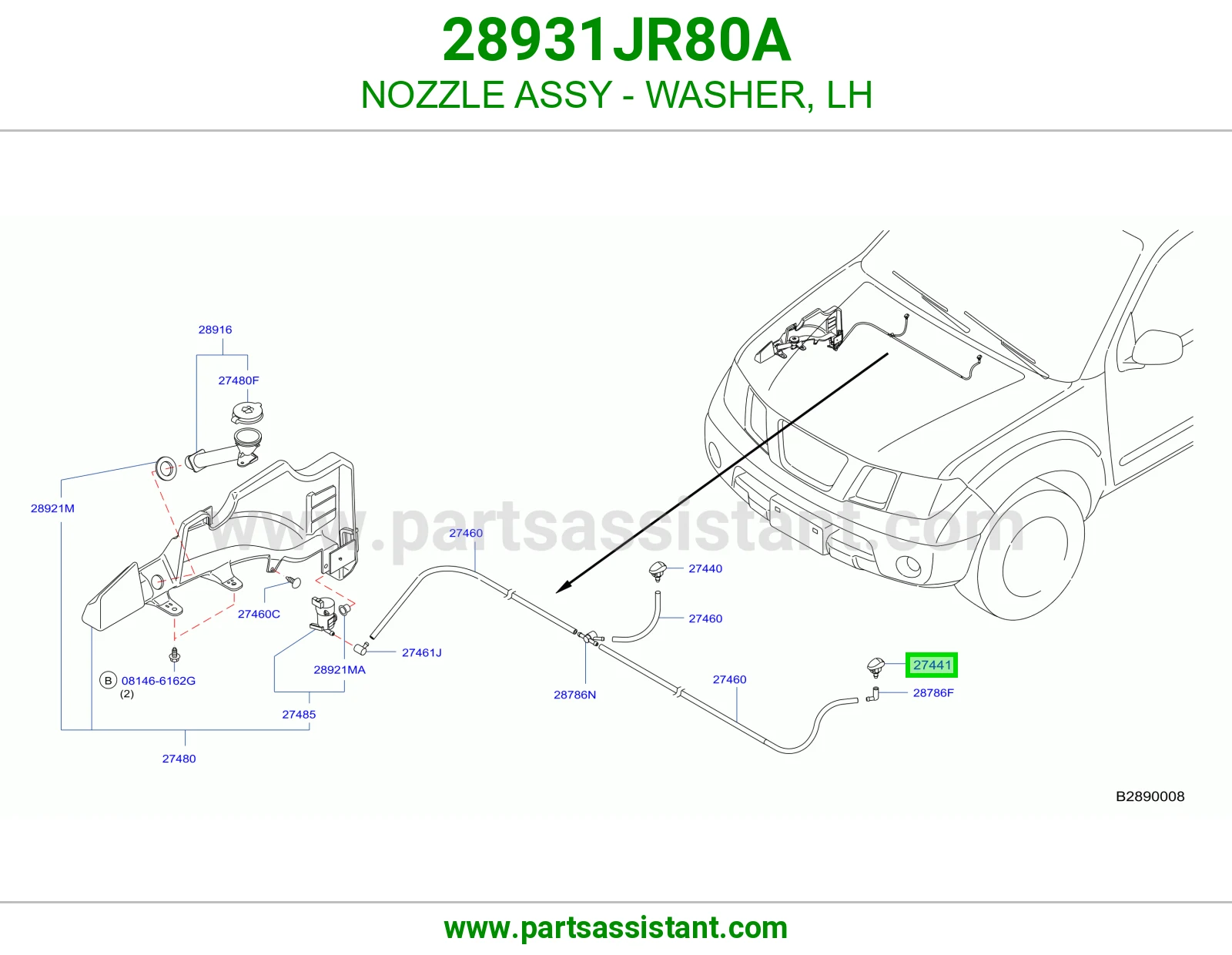 بخاخ ماء مساحات يمين 28931JR80A