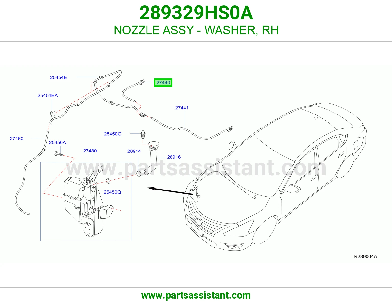 بخاخ ماء مساحات يمين 289329HS0A