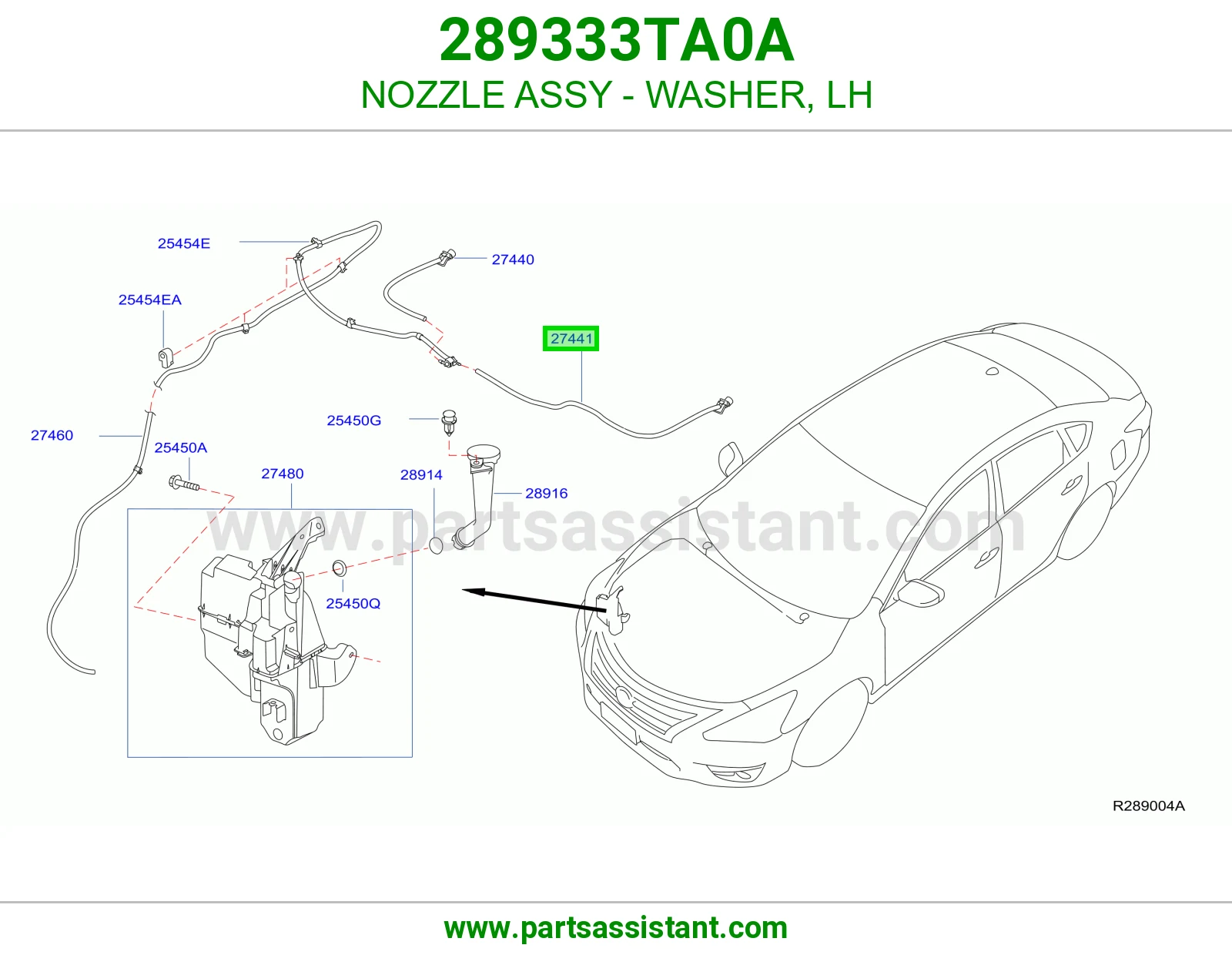 بخاخ ماء مساحات يمين 289333TA0A