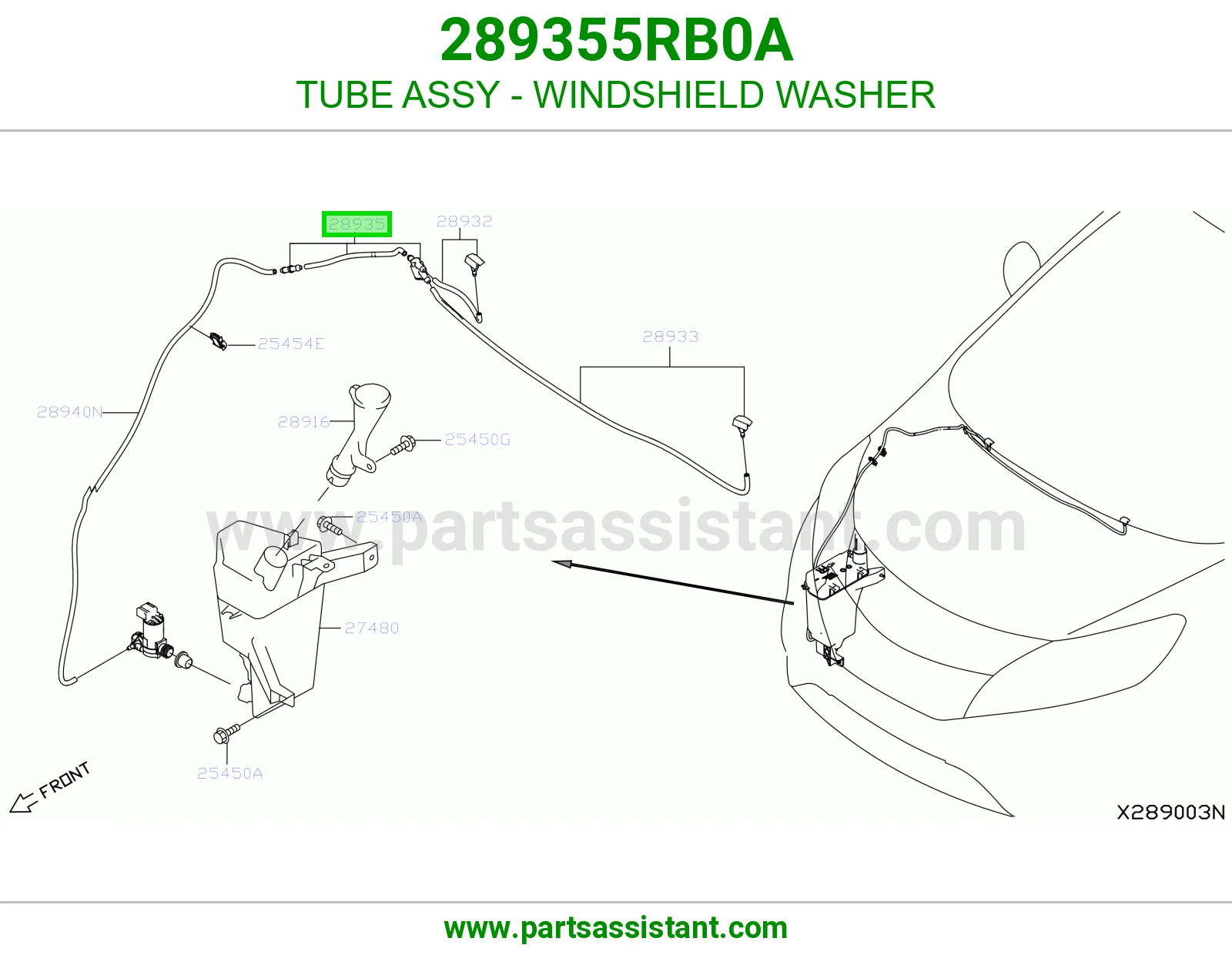 ماسورة بخاخ مساحات أمامي كاملة 289355RB0A