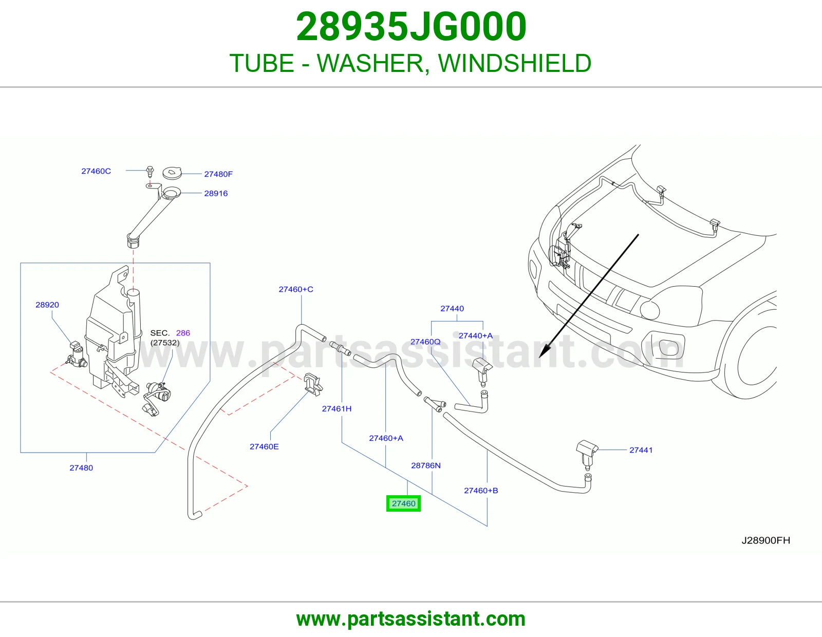 TUBE - WASHER, WINDSHIELD 28935JG000