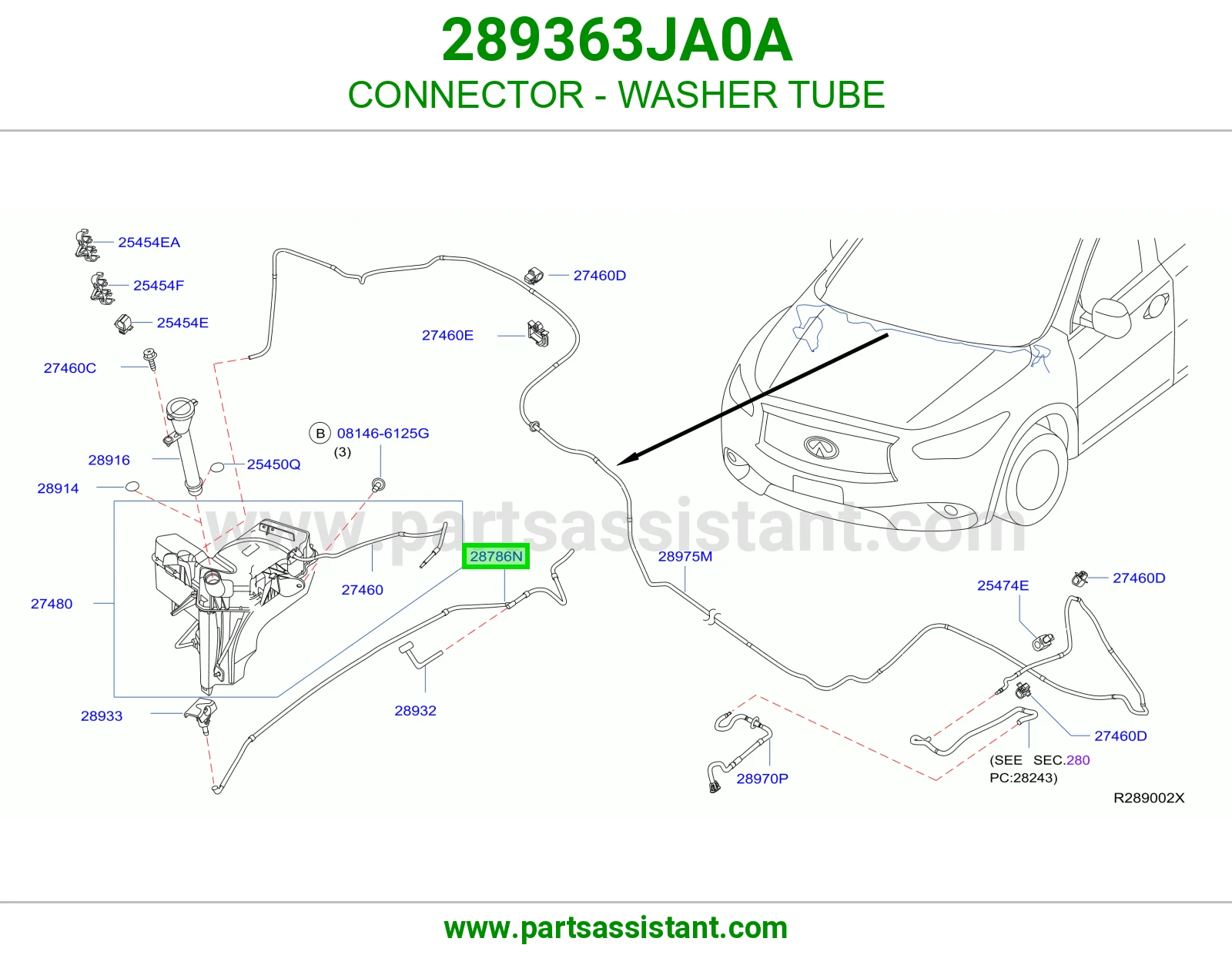 فيش ماسورة ماء المساحات 289363JA0A