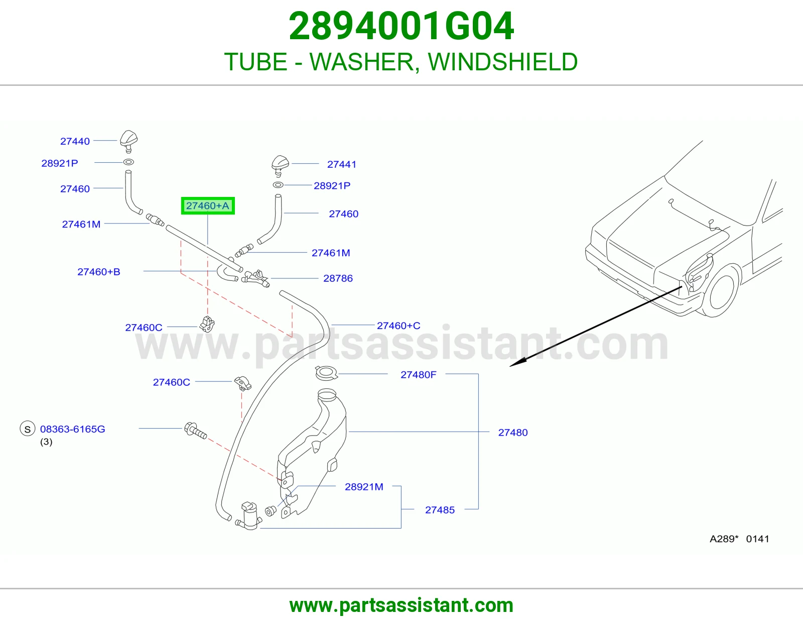 TUBE - WASHER, WINDSHIELD 2894001G04