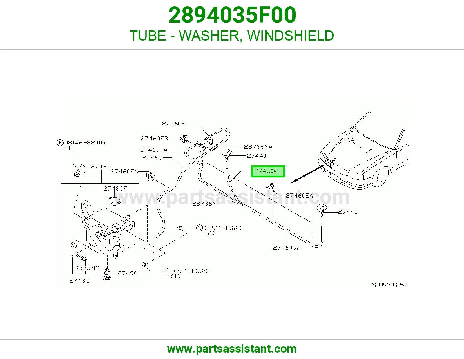 TUBE - WASHER, WINDSHIELD 2894035F00