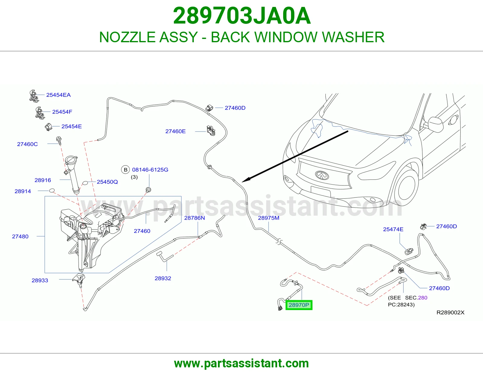 بخاخ مساحات خلفي 289703JA0A