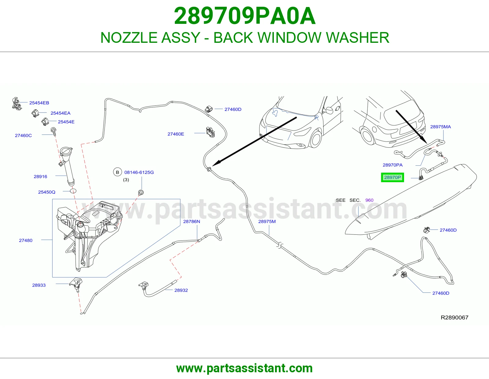 بخاخ مساحات خلفي 289709PA0A