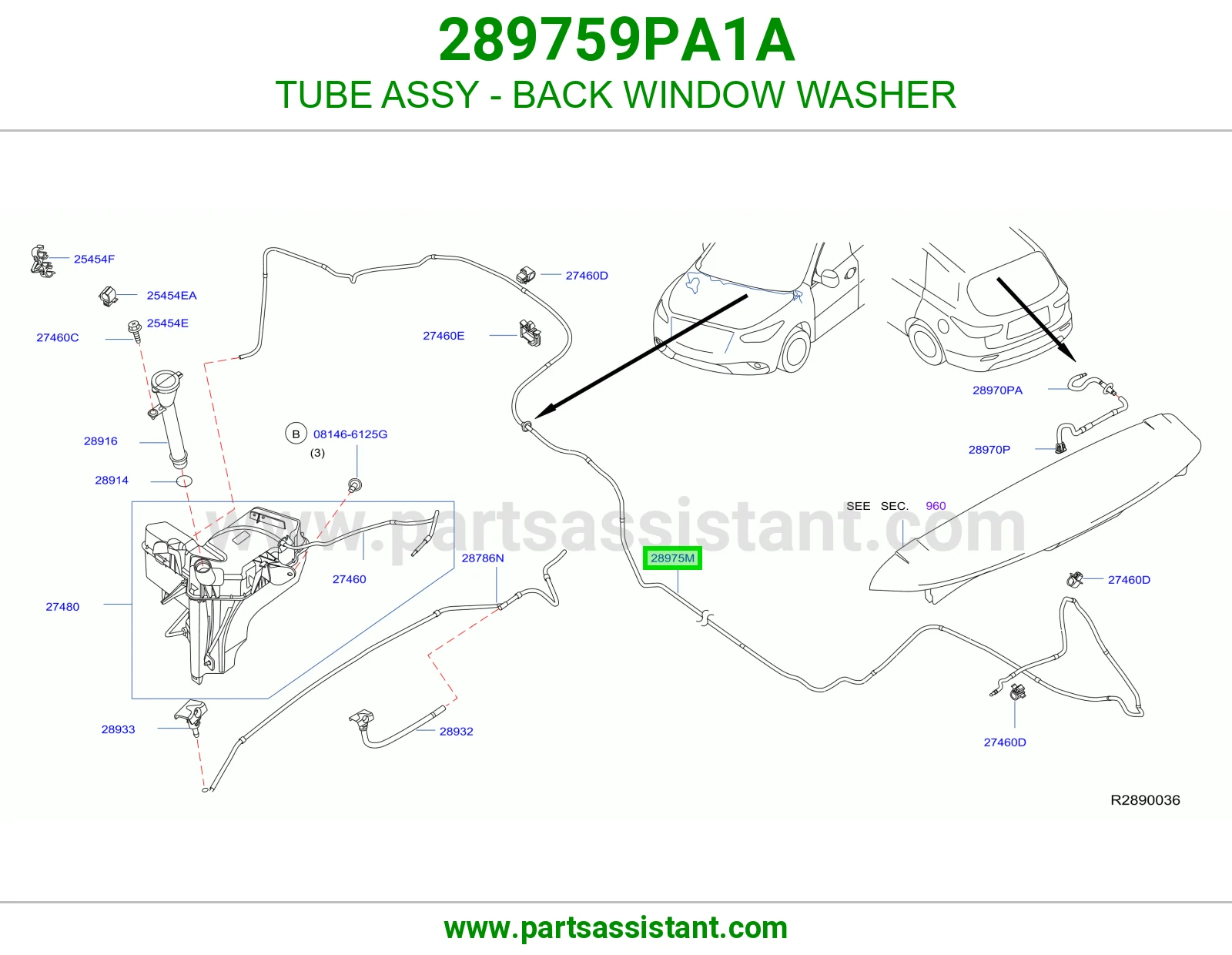 ماسورة غسيل قزاز خلفي كاملة 289759PA1A
