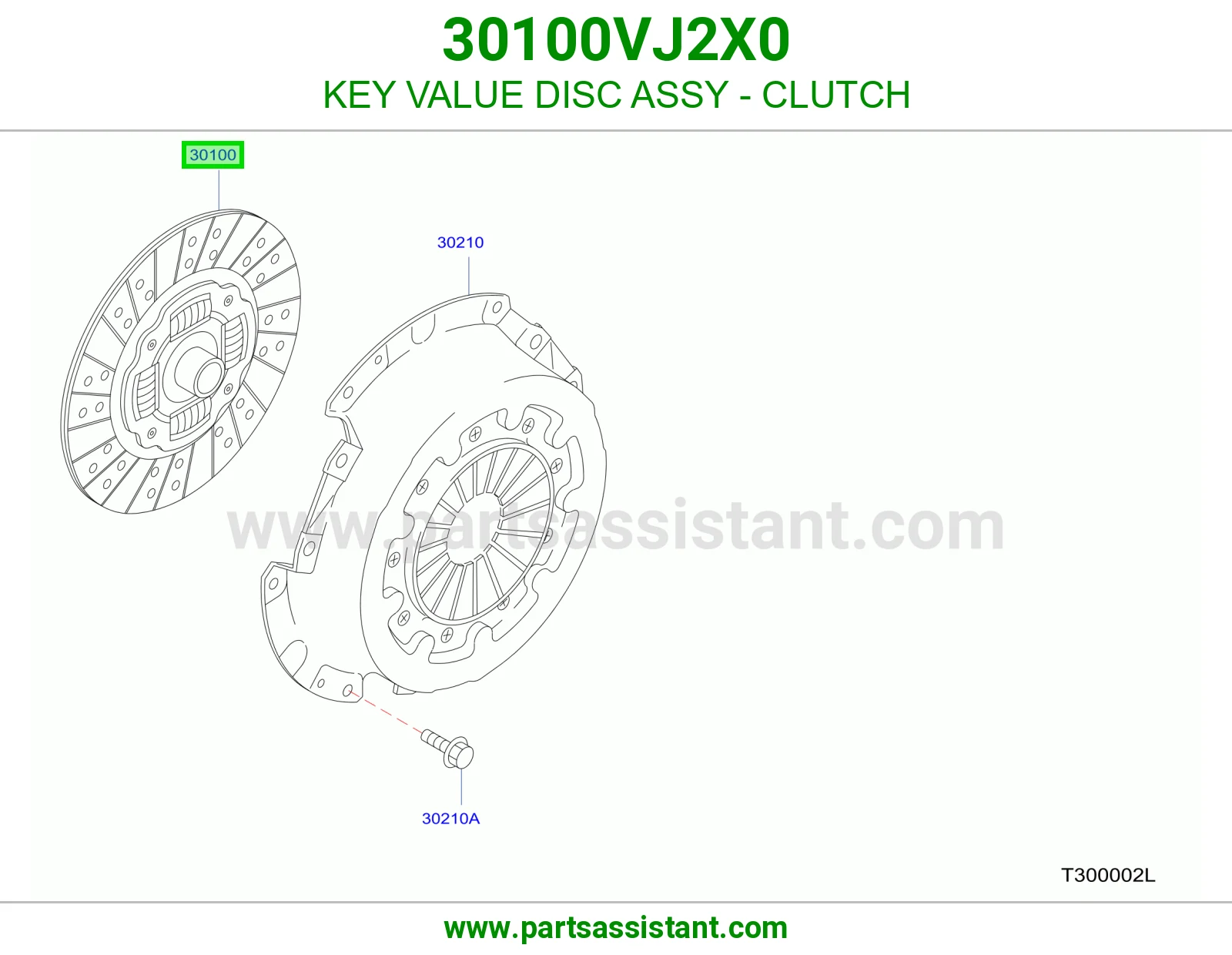 KEY VALUE DISC ASSY - CLUTCH 30100VJ2X0