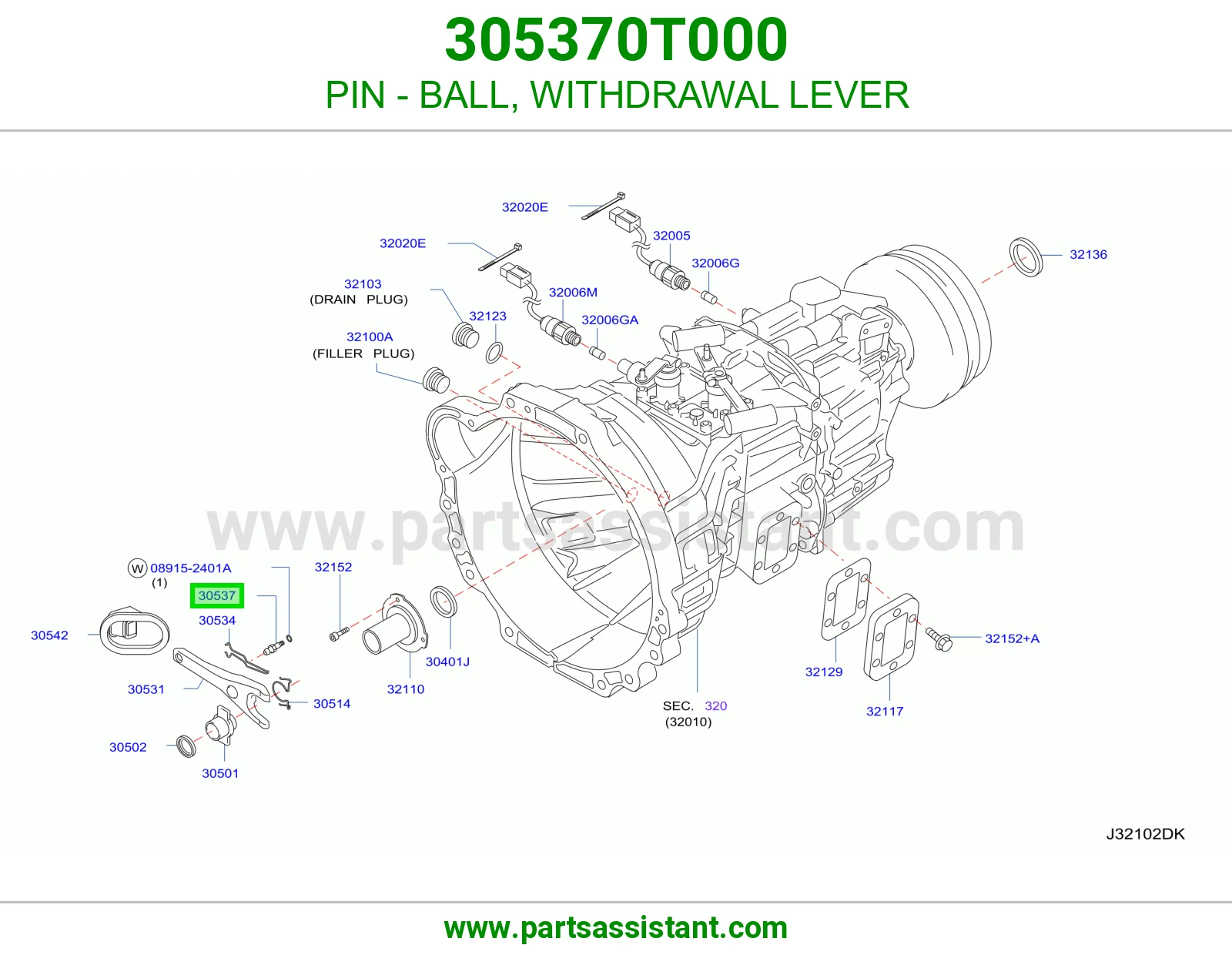 PIN - BALL, WITHDRAWAL LEVER 305370T000