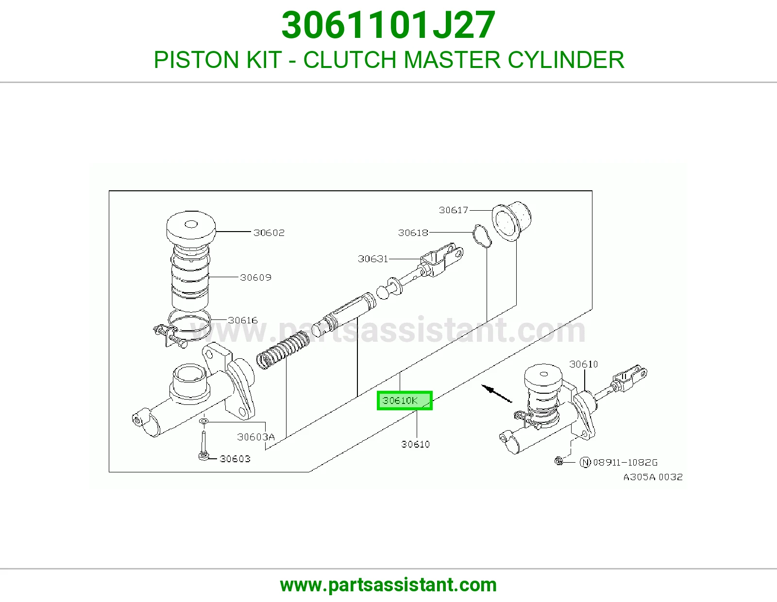 PISTON KIT - CLUTCH MASTER CYLINDER 3061101J27