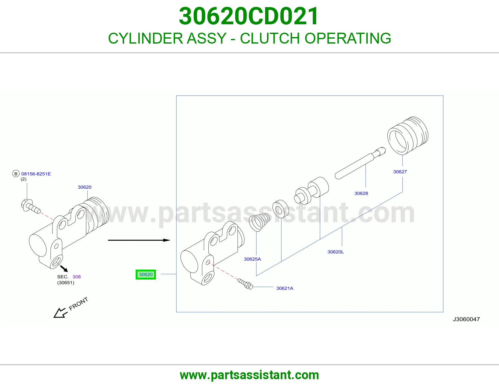 CYLINDER ASSY - CLUTCH OPERATING 30620CD021