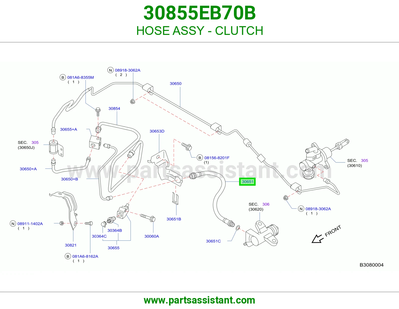 HOSE ASSY - CLUTCH 30855EB70B