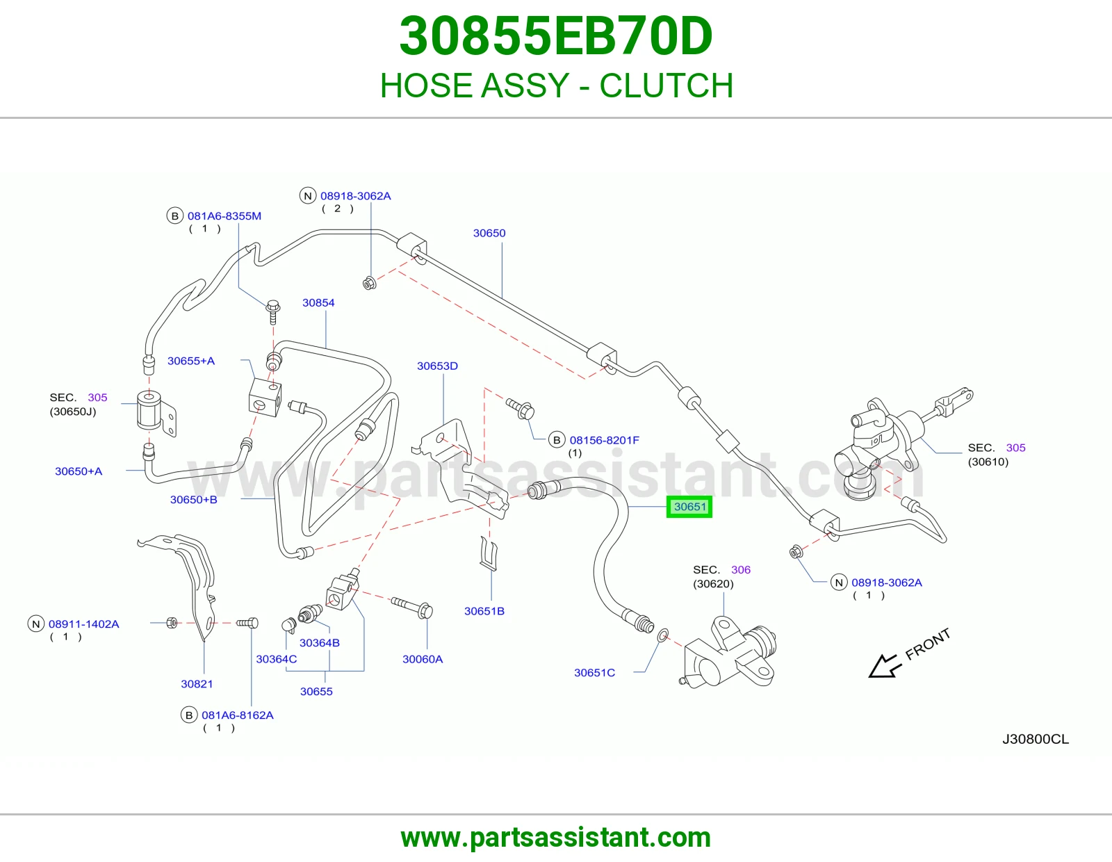 HOSE ASSY - CLUTCH 30855EB70D