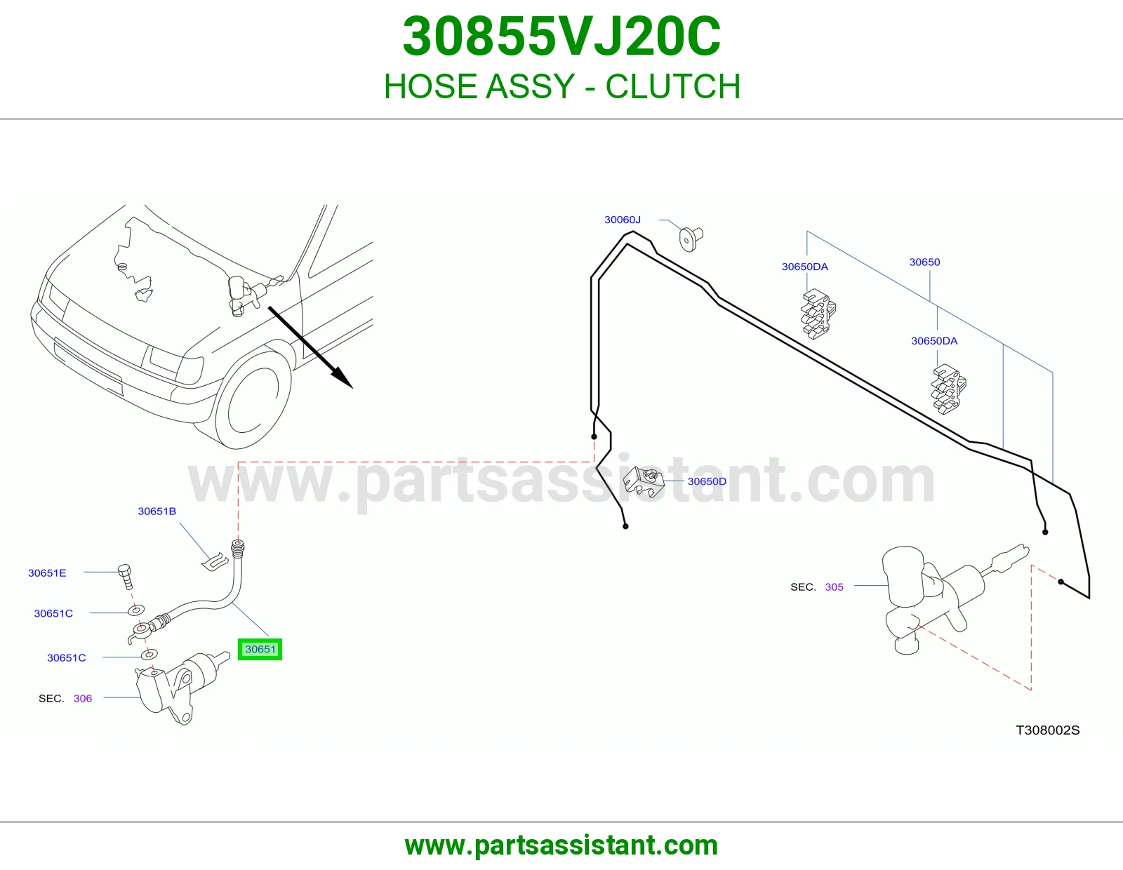 HOSE ASSY - CLUTCH 30855VJ20C