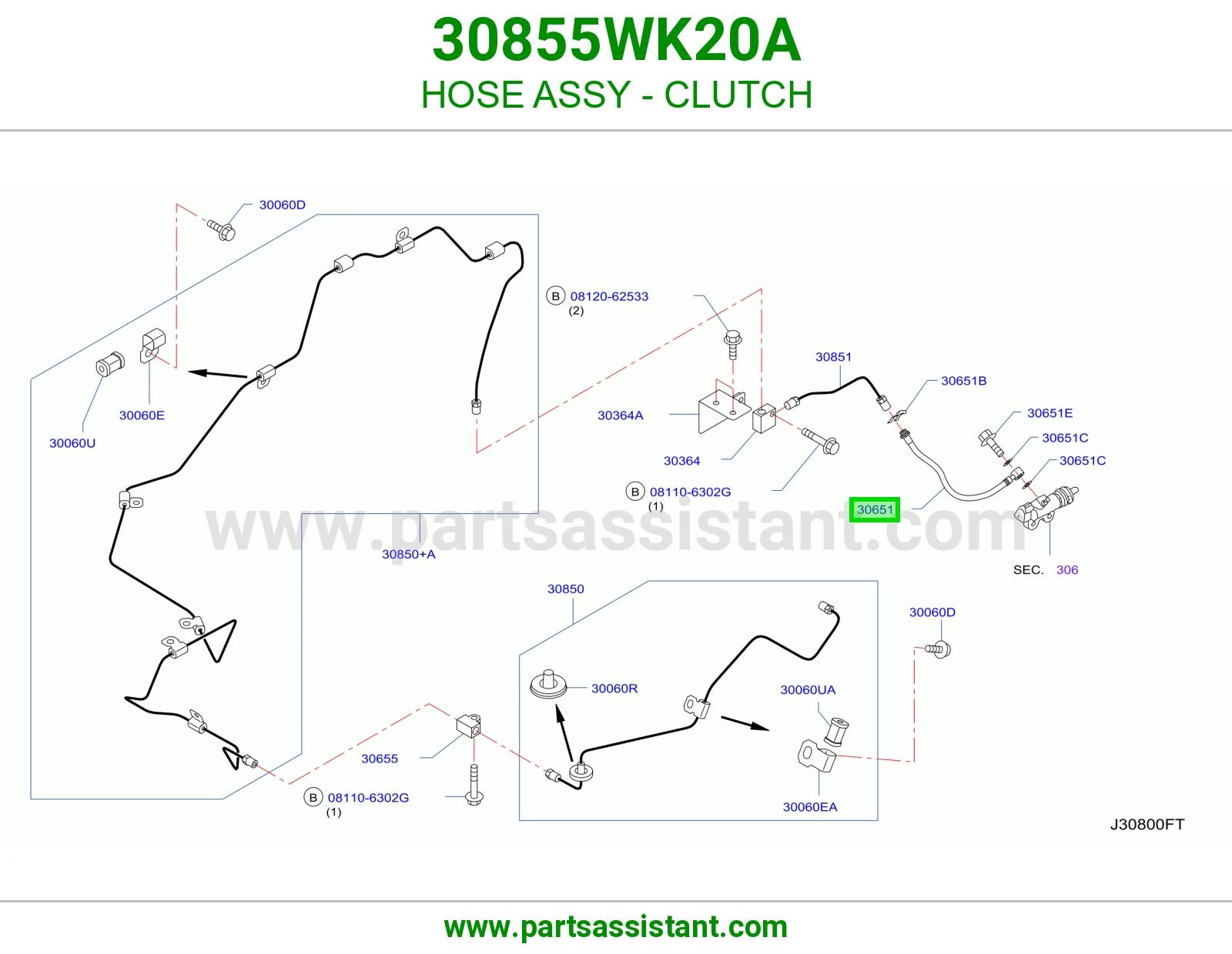 HOSE ASSY - CLUTCH 30855WK20A