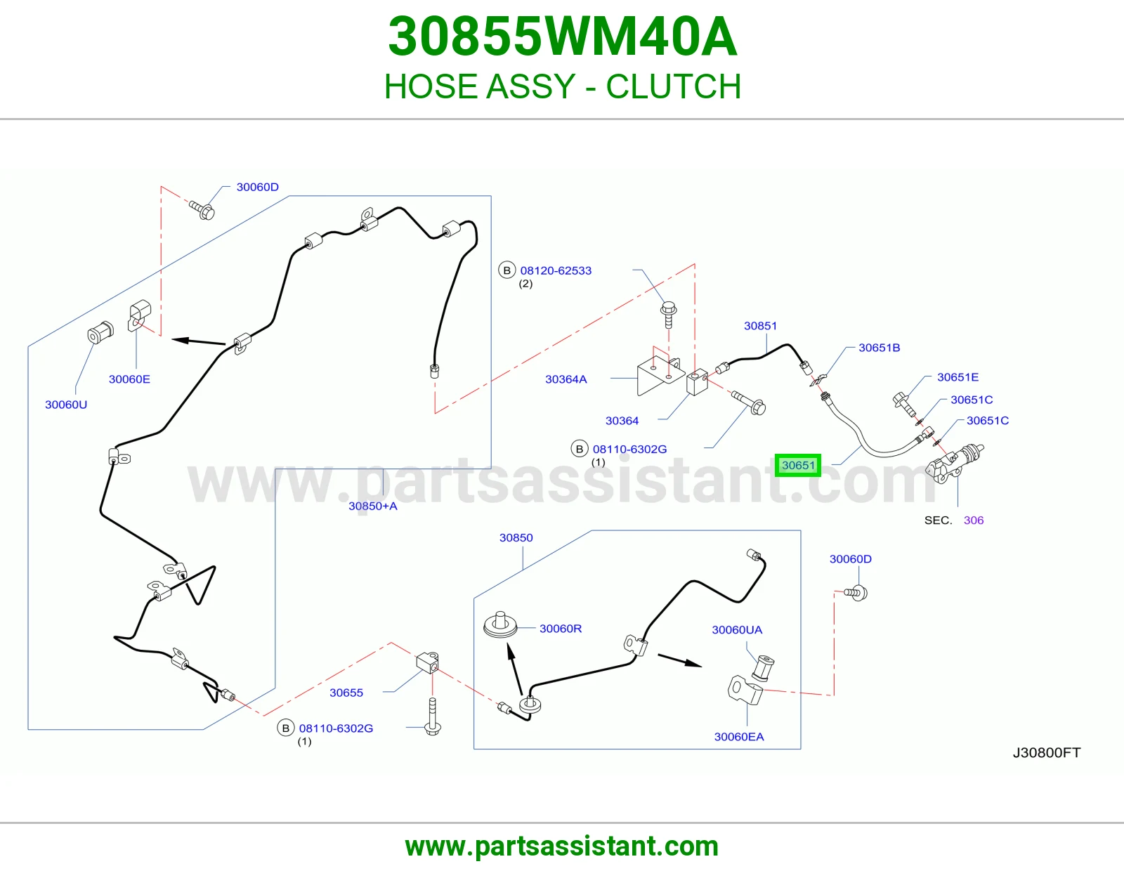 HOSE ASSY - CLUTCH 30855WM40A