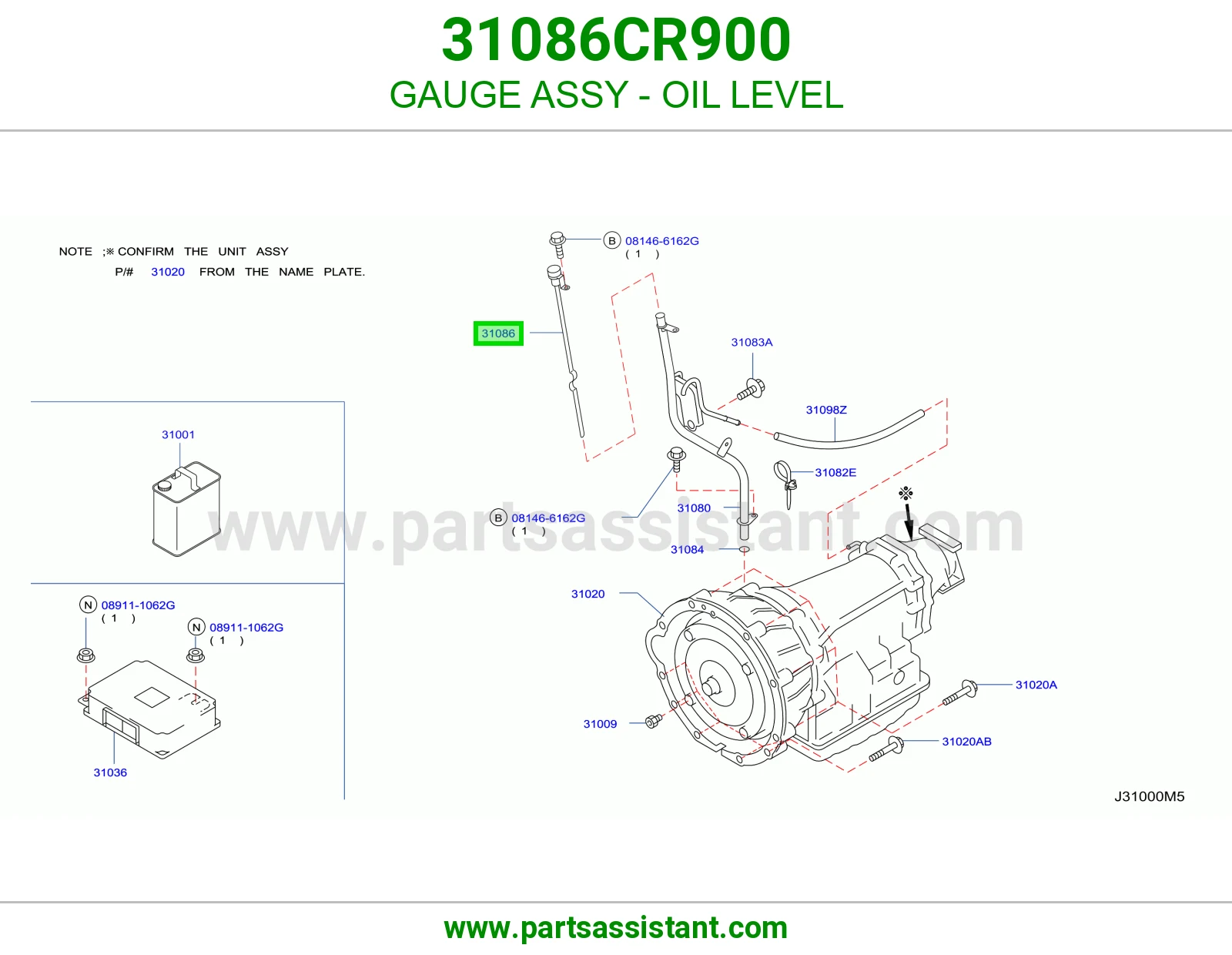 GAUGE ASSY - OIL LEVEL 31086CR900