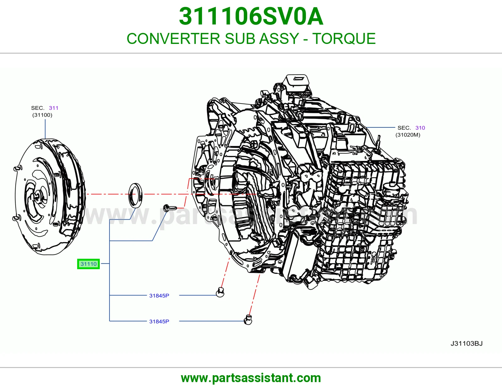 محول فرعي عزم كامل 311106SV0A