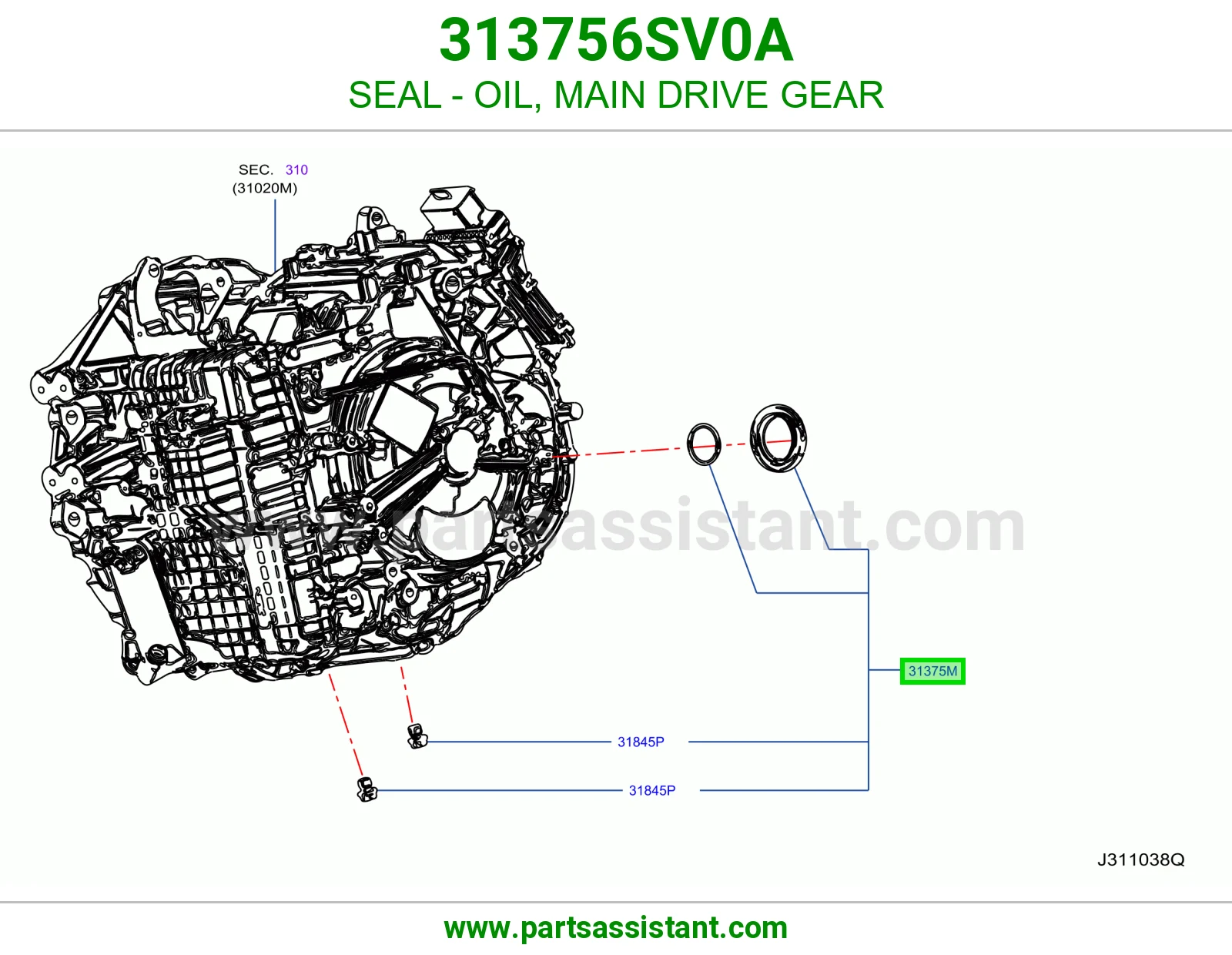 جلدة زيت ترس دفع رئيسي 313756SV0A