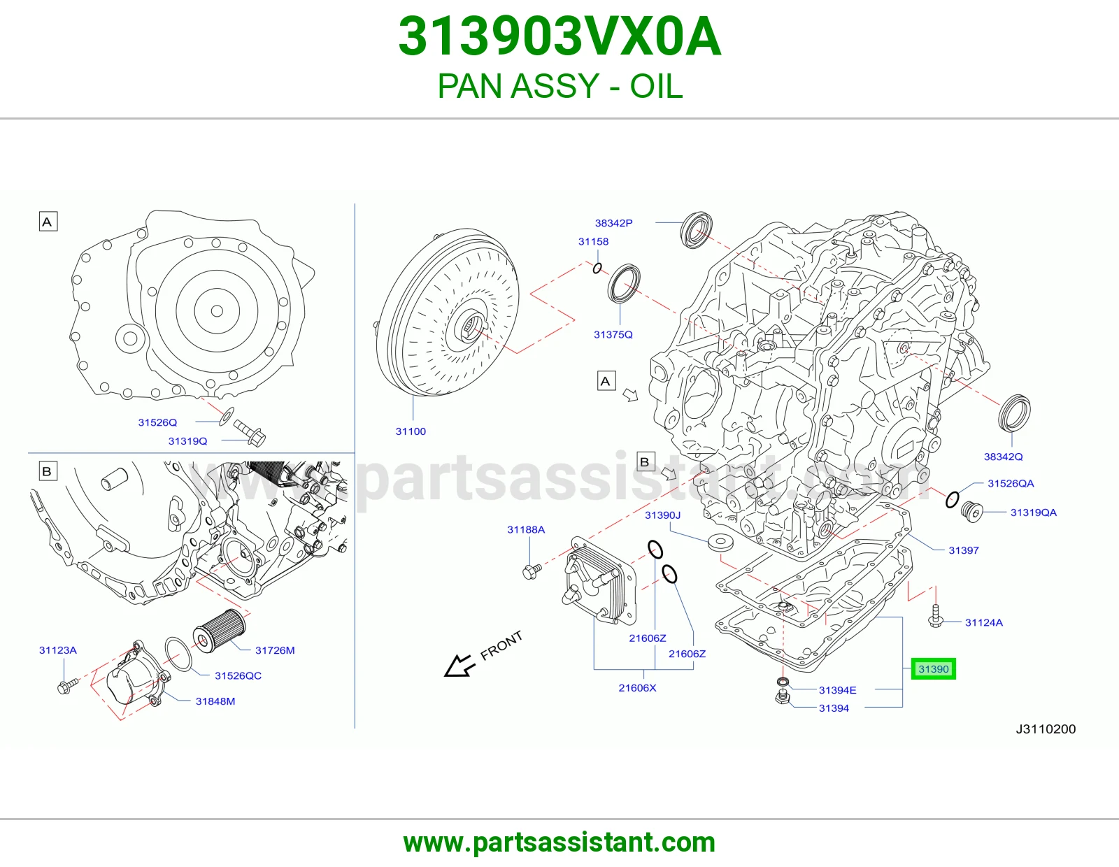 PAN ASSY - OIL 313903VX0A