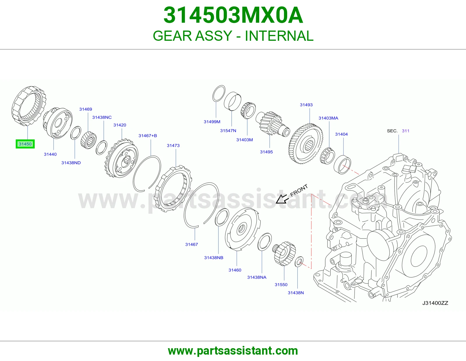 ترس داخلي كامل 314503MX0A