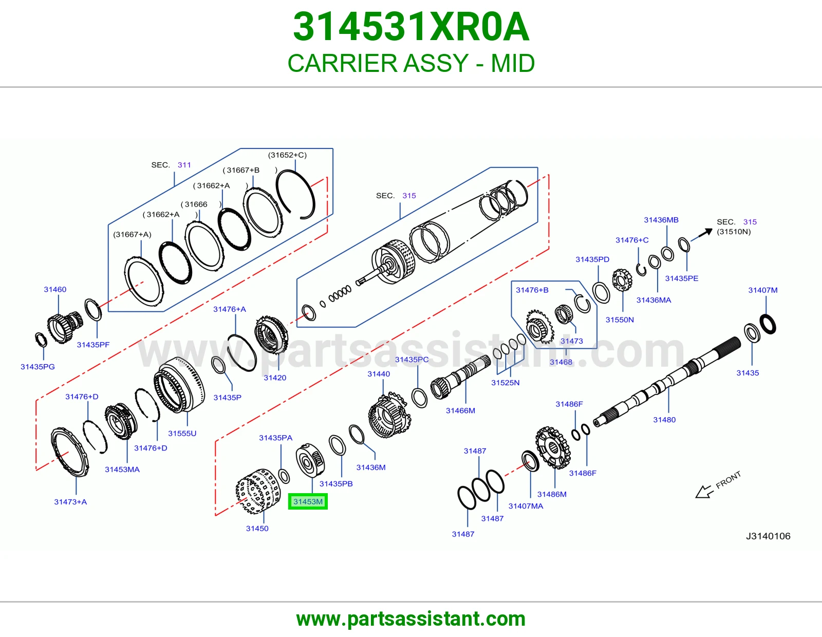 حامل وسط كامل 314531XR0A