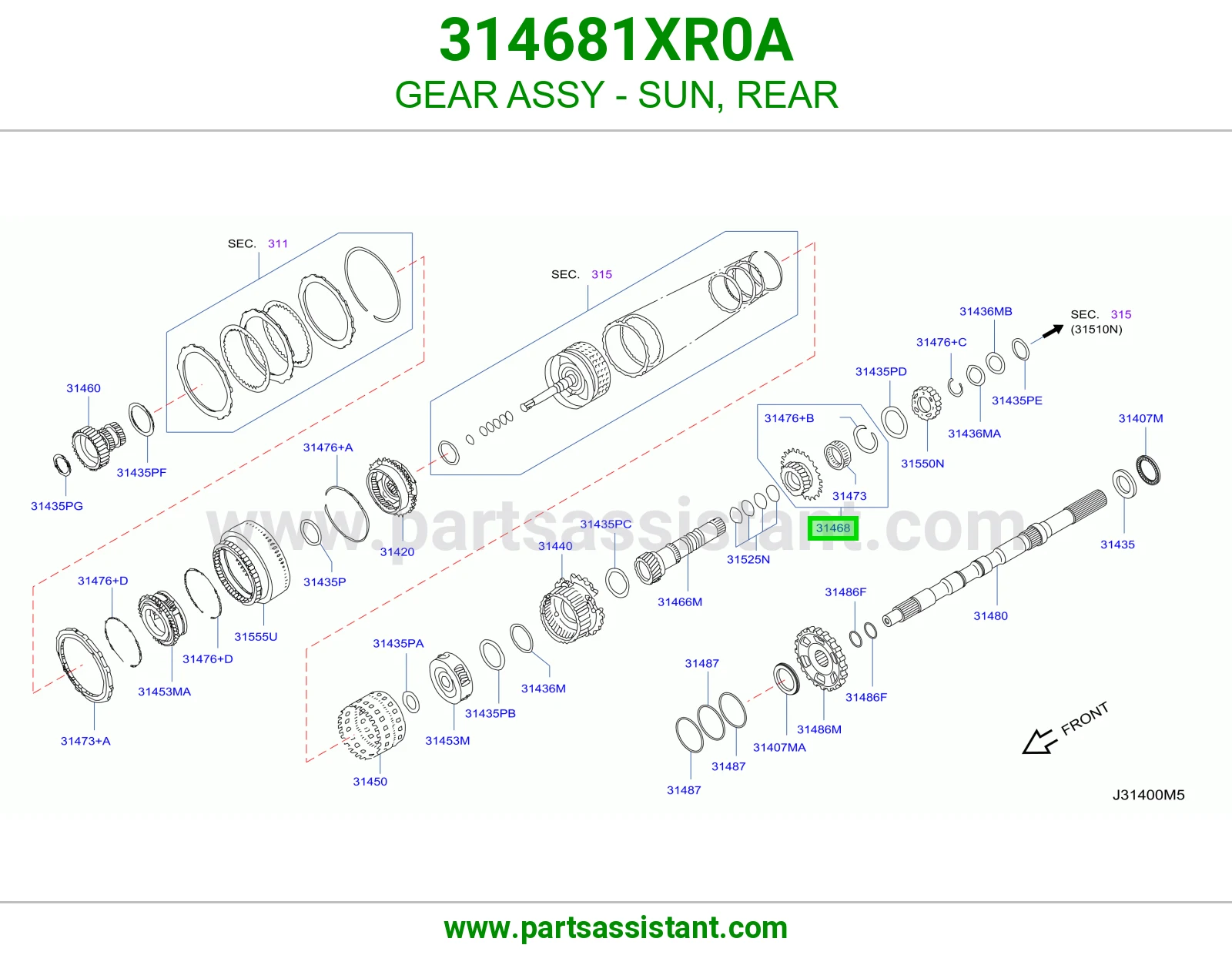 ترس شمسي خلفي كامل 314681XR0A