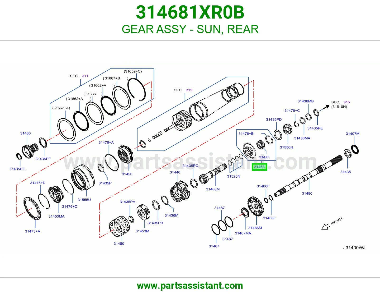 ترس شمسي خلفي كامل 314681XR0B
