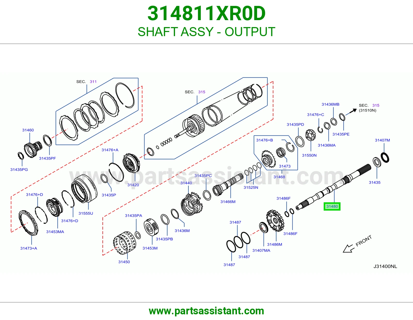 عمود خروج كامل 314811XR0D