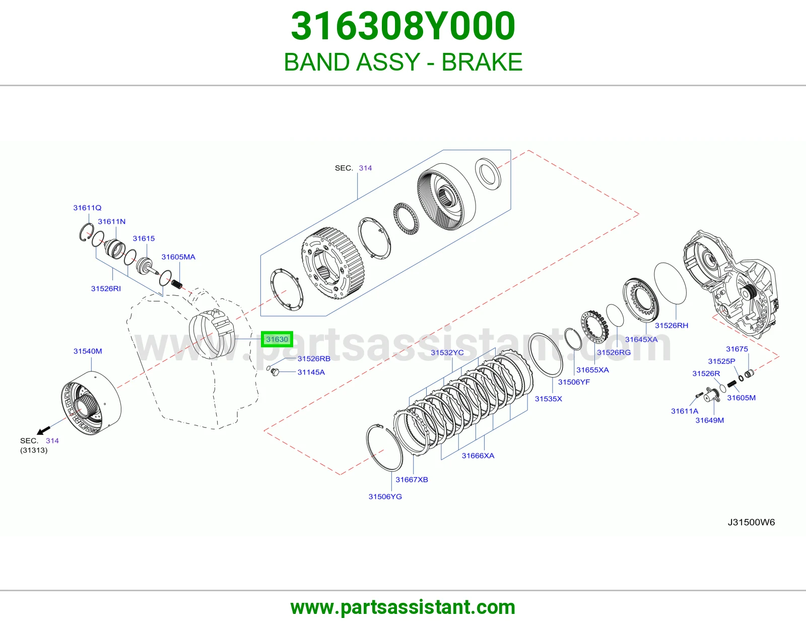رباط فرامل كامل 316308Y000