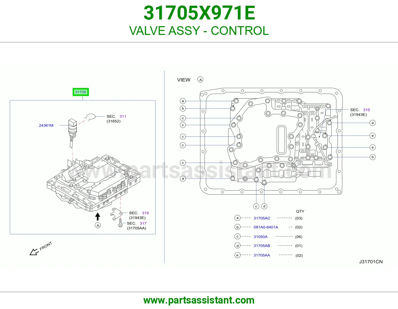 VALVE ASSY - CONTROL 31705X971E