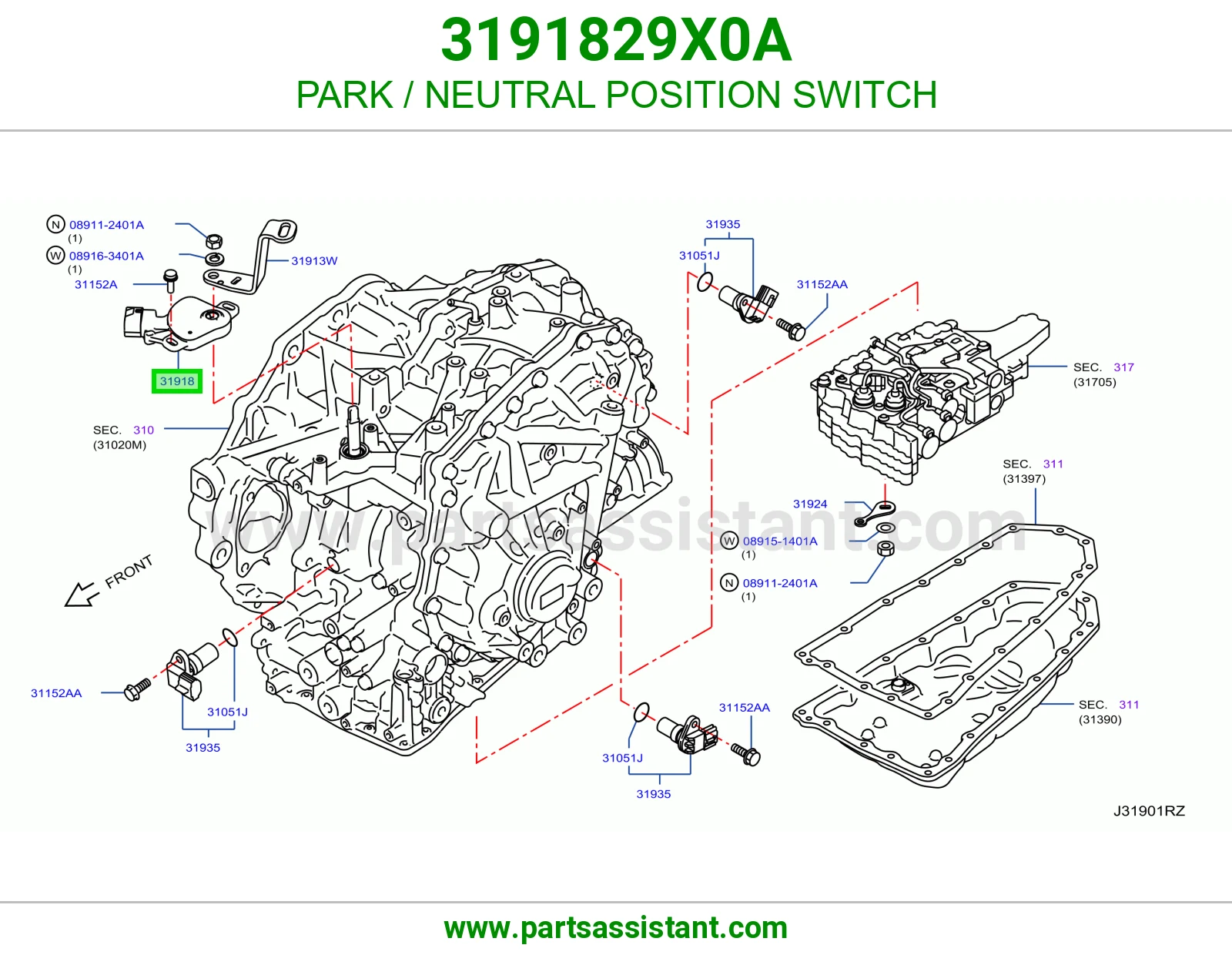 PARK / NEUTRAL POSITION SWITCH 3191829X0A