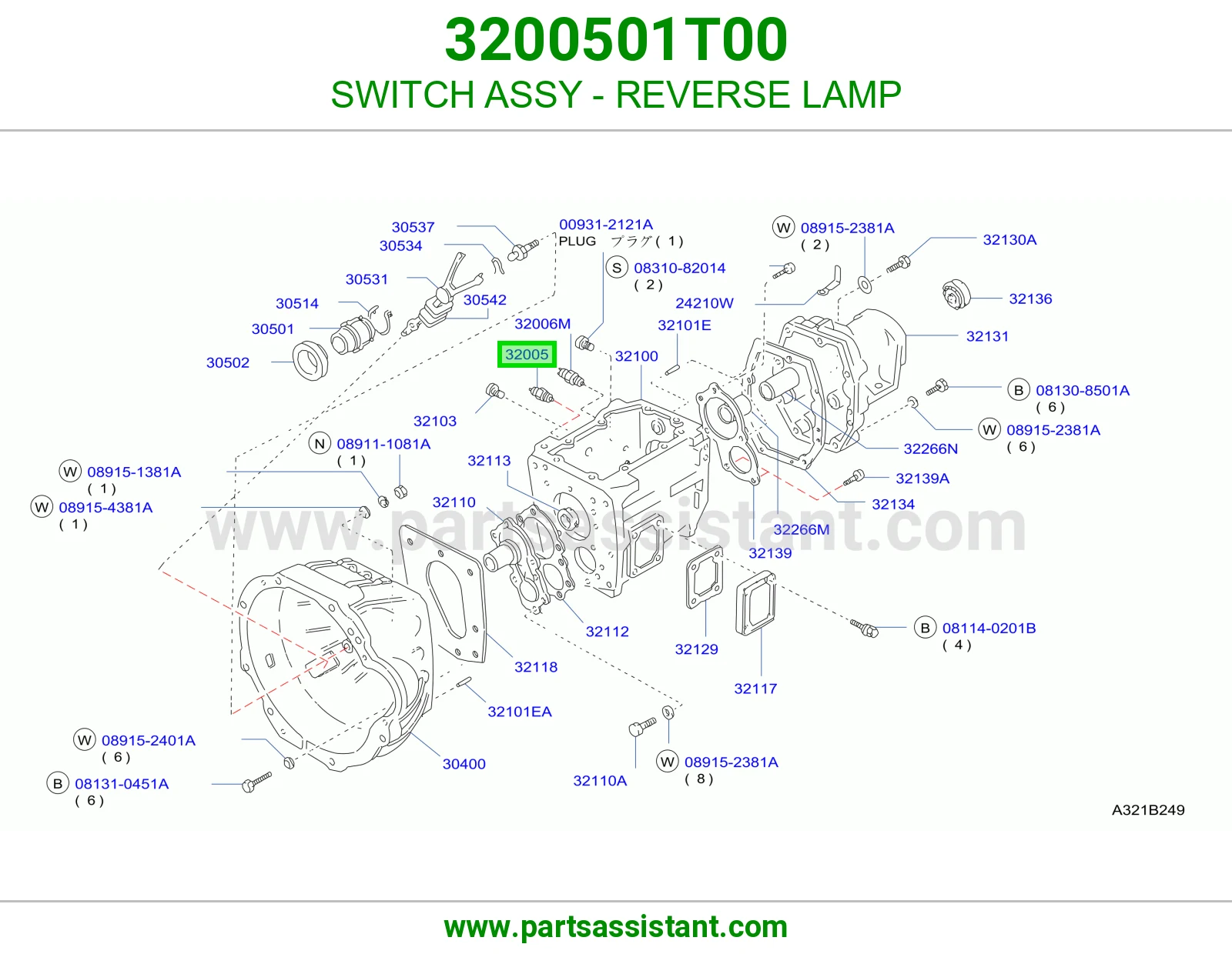 SWITCH ASSY - REVERSE LAMP 3200501T00